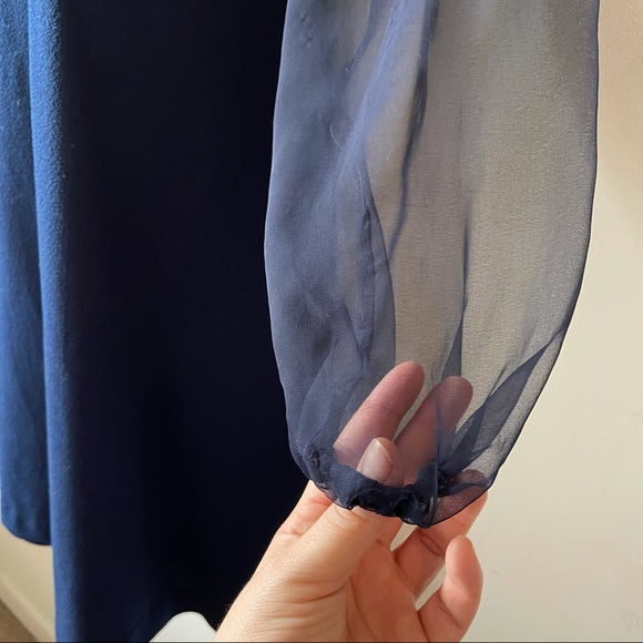Vintage 70s navy Sheer Sleeve Dress (ooo) - Picture 5 of 8